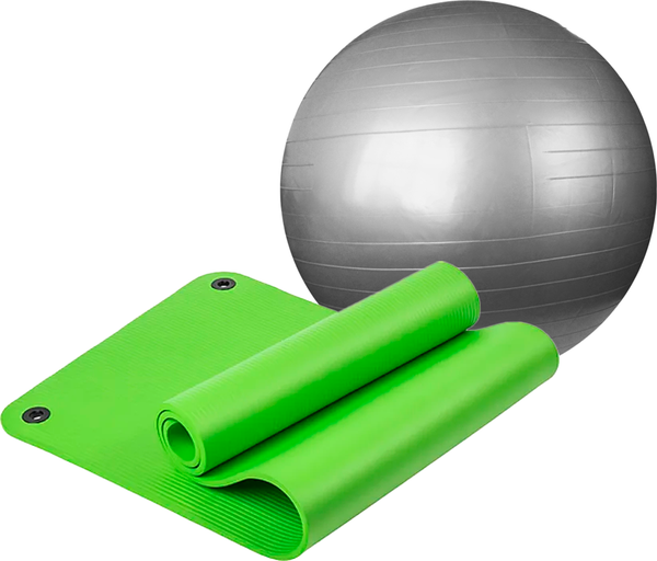 Изображение товара Набор для фитнеса Sundays Fitness Фитбол IR97402-65 + Коврик 1см IR97506 (серебристый, зеленый)