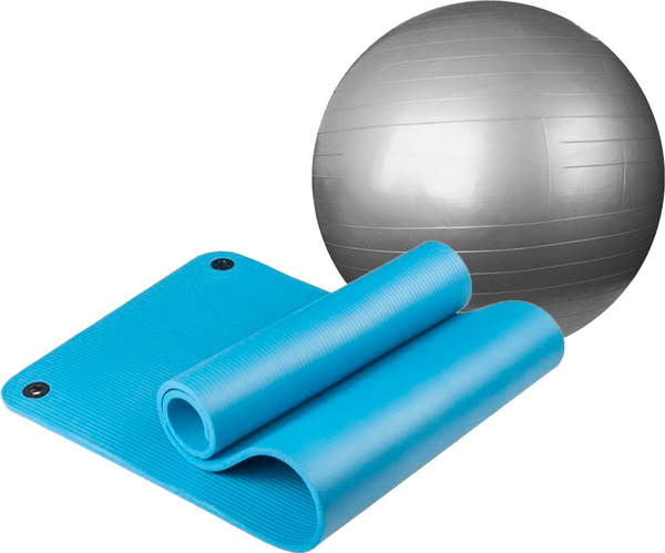 Изображение товара Набор для фитнеса Sundays Fitness Фитбол IR97402-75 + Коврик 1см IR97506 (серебристый, голубой)
