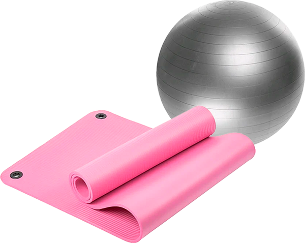 Изображение товара Набор для фитнеса Sundays Fitness Фитбол IR97402-75 + Коврик 1см IR97506 (серебристый, розовый)