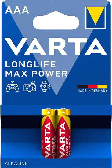 Изображение товара Комплект батареек Varta Longlife Max Power AAА LR03 Alkaline / 4703101412 (2шт)
