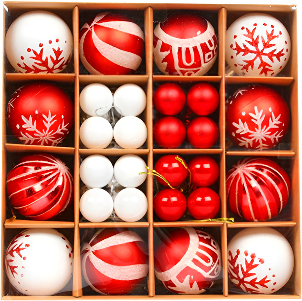 Изображение товара Набор шаров новогодних Winter Fun 640500395A (44шт, красный/белый)