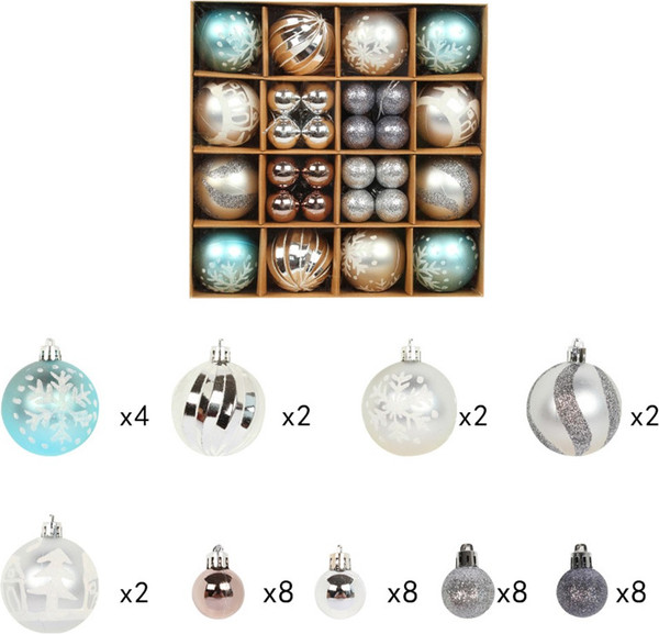 Изображение товара Набор шаров новогодних Winter Fun 640500395C (44шт, синий/серебристый)