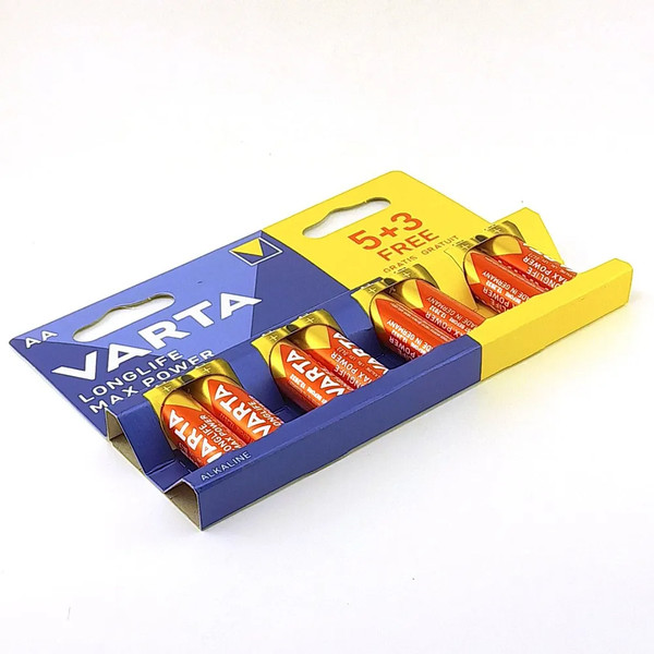Изображение товара Комплект батареек Varta Longlife Max Power AA LR6 Alkaline BL5+3 / 4706101428