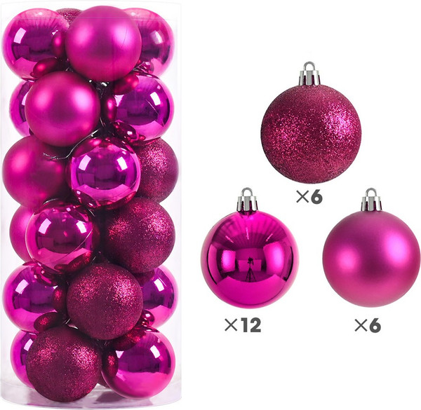 Изображение товара Набор шаров новогодних Winter Fun 6403000360K (24шт, темно-розовый)