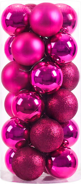 Изображение товара Набор шаров новогодних Winter Fun 6403000360K (24шт, темно-розовый)