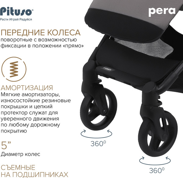 Изображение товара Детская прогулочная коляска Pituso Pera / X-33/БК/Devine Cocoa