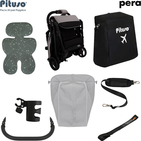 Изображение товара Детская прогулочная коляска Pituso Pera / X-33/БК/Devine Cocoa