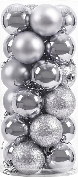 Изображение товара Набор шаров новогодних Winter Fun 6403000360M (24шт, серебристый)