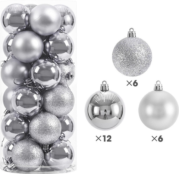Изображение товара Набор шаров новогодних Winter Fun 6403000360M (24шт, серебристый)