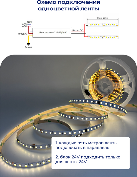 Изображение товара Светодиодная лента Truenergy 24V-120D-SPI 10W/m 4000K / 16040 (5м)