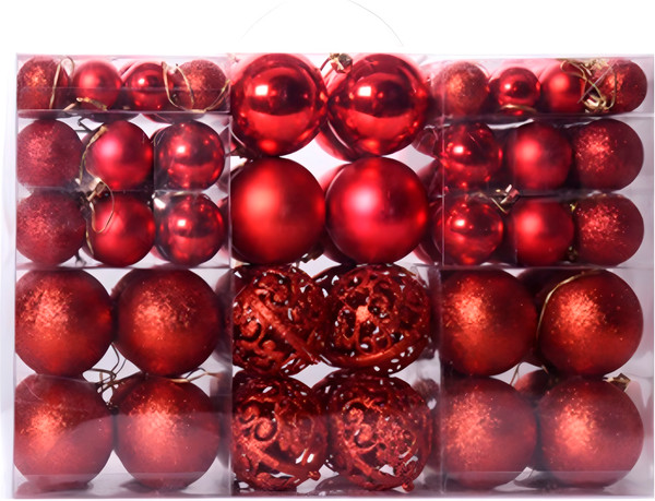 Изображение товара Набор шаров новогодних Winter Fun C0003853D (100шт, красный)