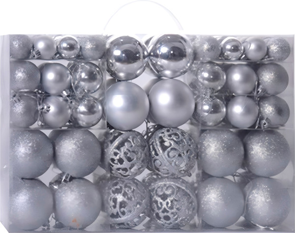 Изображение товара Набор шаров новогодних Winter Fun C0003853G (100шт, серебристый)