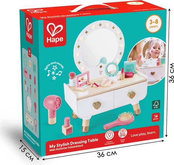 Изображение товара Туалетный столик игрушечный Hape Делюкс комплект. Туалетный столик с аксессуарами / E3219_HP