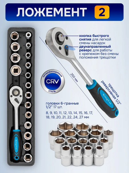 Изображение товара Универсальный набор инструментов KingTul KT-4087C (65813)