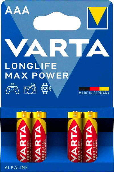 Изображение товара Комплект батареек Varta Longlife Max Power AAА LR03 Alkaline / 4703101404 (4шт)
