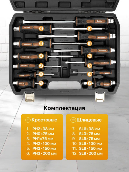 Изображение товара Набор отверток Forstime FT-21310 (65811), (12шт)
