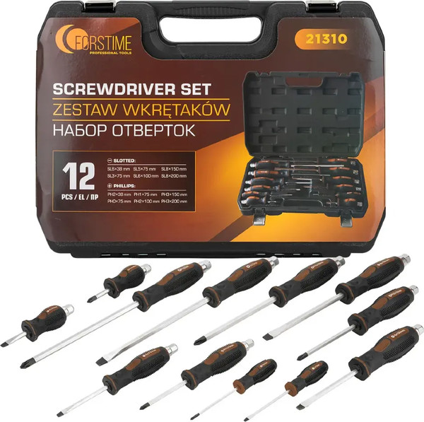 Изображение товара Набор отверток Forstime FT-21310 (65811), (12шт)