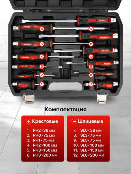 Изображение товара Набор отверток Everforce EF-21310 (65803), (12шт)
