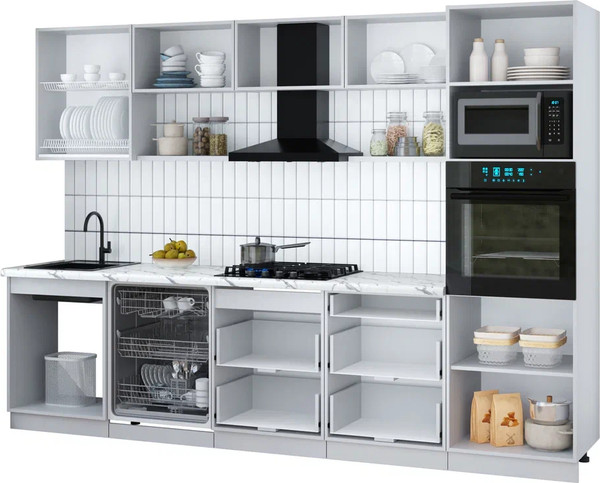 Изображение товара Кухонный гарнитур Интерлиния Мила Gloss 3.0-ПМ1 (красный глянец/красный глянец/кастилло темный)