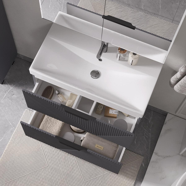 Изображение товара Тумба под умывальник Volna Geometry 80.2Y 9696 (графит)