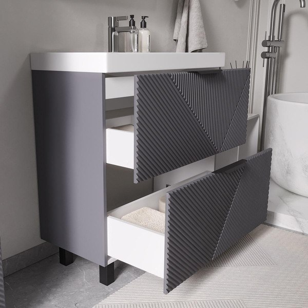 Изображение товара Тумба под умывальник Volna Geometry 80.2Y 9696 (графит)