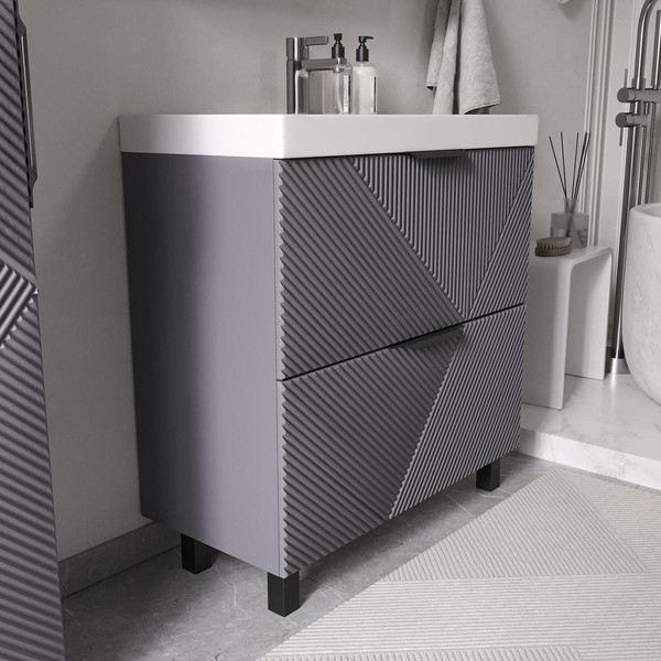 Изображение товара Тумба под умывальник Volna Geometry 80.2Y 9696 (графит)