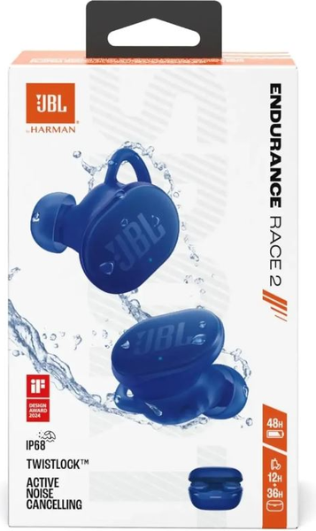 Изображение товара Беспроводные наушники JBL Endurance Race 2 / JBLENDURACE2BLU (синий)