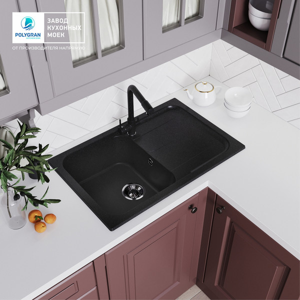 Изображение товара Мойка кухонная Polygran Alto 780 (черный)