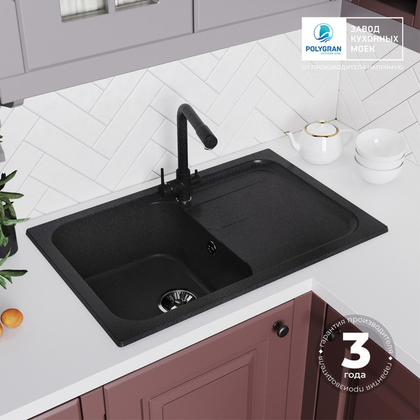 Изображение товара Мойка кухонная Polygran Alto 780 (черный)