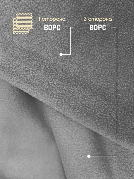 Изображение товара Ткань для творчества Sentex Флис двухсторонний 230г/м2 300x160 (серый)