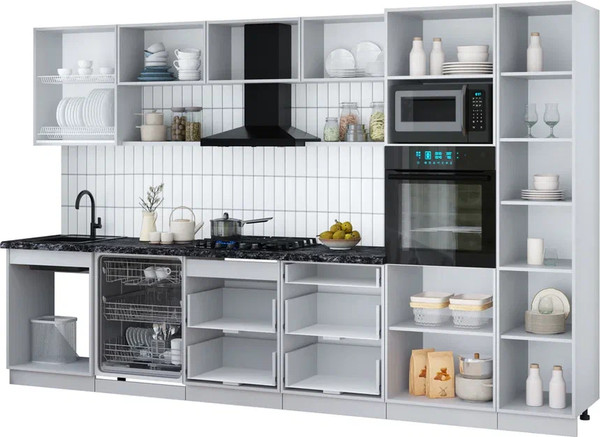 Изображение товара Кухонный гарнитур Интерлиния Мила Gloss 3.4-ПМ1 (шоколад глянец/шоколад глянец/бискайская сосна)