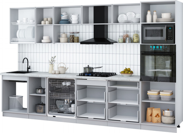 Изображение товара Кухонный гарнитур Интерлиния Мила Gloss 3.4-ПМ1-2 (шоколад глянец/шоколад глянец/бискайская сосна)