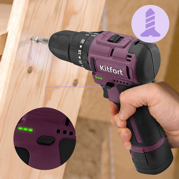 Изображение товара Аккумуляторная дрель-шуруповерт Kitfort КТ-6505