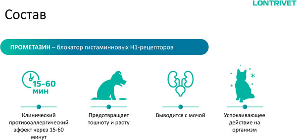 Изображение товара Таблетки противовоспалительные для животных Pchelodar Лонтривет 2.0мг (20шт)