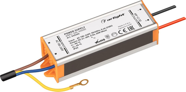 Изображение товара Блок питания для светильника Arlight ARPJ-SN-40500 20W 21-40V 500mA / 045402