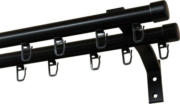 Изображение товара Карниз для штор Divades Евро D 19/19мм 2-рядный / 90221160 (черный, 1.6 м)