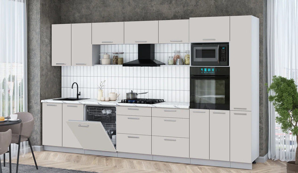 Изображение товара Кухонный гарнитур Интерлиния Мила Gloss 3.5-ПМ1 (кашемир/кашемир/белый гранит)