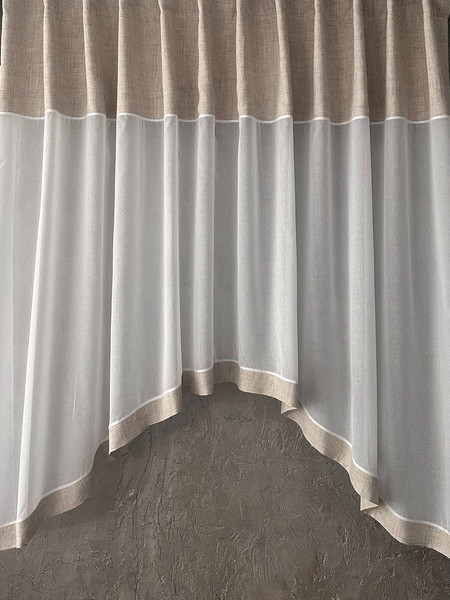 Изображение товара Гардина Ника Зварико 444175 300x175-25 (белый/светло-песочный)