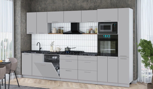 Изображение товара Кухонный гарнитур Интерлиния Мила Gloss 3.5-ПМ1 (грей/грей/кастилло темный)