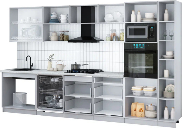 Изображение товара Кухонный гарнитур Интерлиния Мила Gloss 3.5-ПМ1 (красный глянец/красный глянец/кастилло темный)