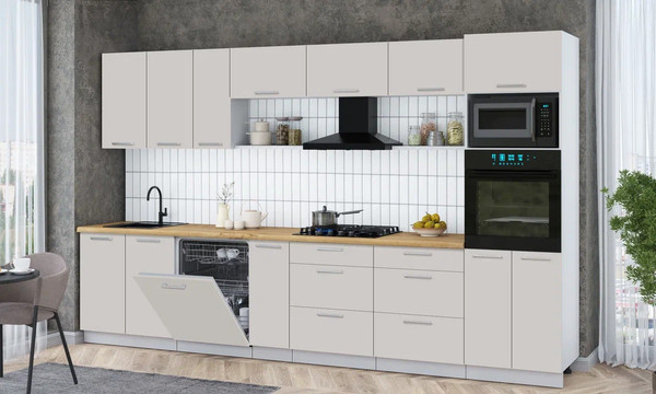 Изображение товара Кухонный гарнитур Интерлиния Мила Gloss 3.5-ПМ1-2 (кашемир/кашемир/дуб бунратти)