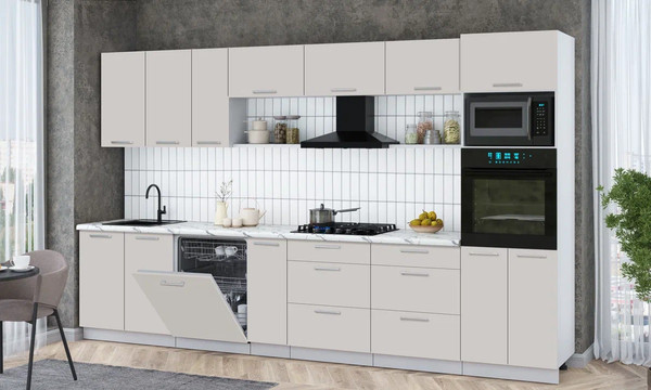 Изображение товара Кухонный гарнитур Интерлиния Мила Gloss 3.5-ПМ1-2 (кашемир/кашемир/белый гранит)