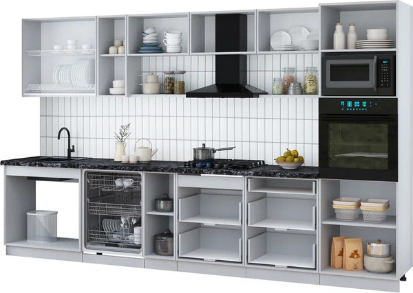 Изображение товара Кухонный гарнитур Интерлиния Мила Gloss 3.5-ПМ1-2 (красный глянец/красный глянец/кастилло темный)