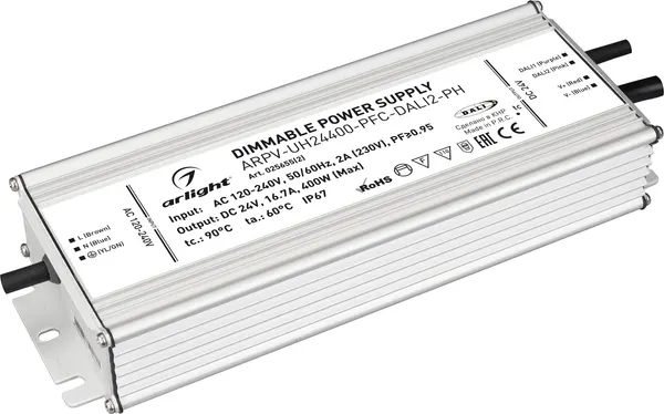 Блок питания для светильника Arlight ARPV-UH24400-PFC-DALI2-PH 24V 16.7A 400W / 025655(2) — фото 6