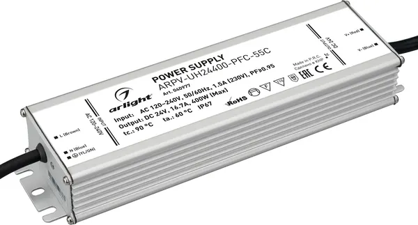 Блок питания для светильника Arlight ARPV-UH24400-PFC-55C 24V 16.7A 400W / 040977 — фото 6
