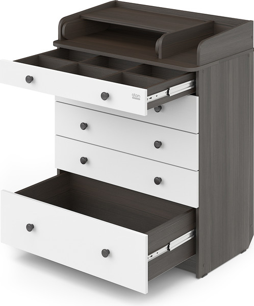 Изображение товара Комод пеленальный Атон Leo 805 с органайзером с шариковыми направляющими (бодега темная/белый)