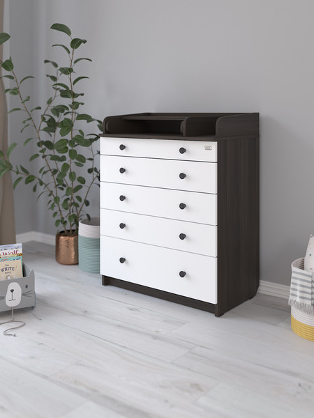 Изображение товара Комод пеленальный Атон Leo 805 с органайзером с шариковыми направляющими (бодега темная/белый)