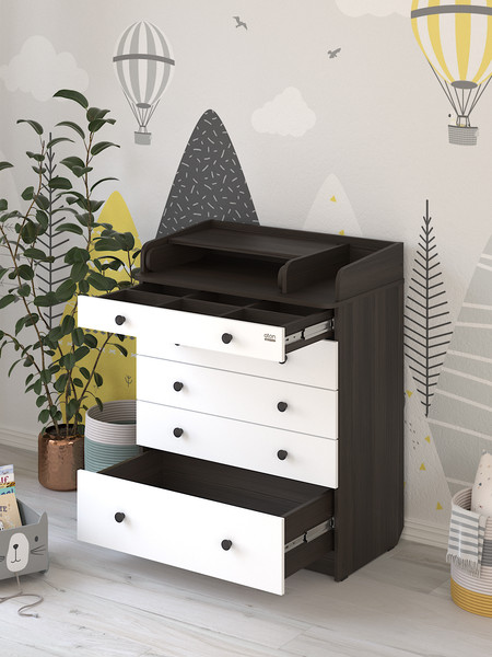 Изображение товара Комод пеленальный Атон Leo 805 с органайзером с шариковыми направляющими (бодега темная/белый)