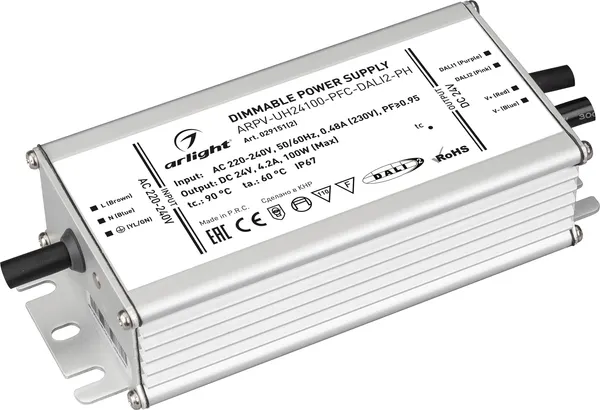 Блок питания для светильника Arlight ARPV-UH24100-PFC-DALI2-PH 24V 4.2A 100W / 029151(2) — фото 6