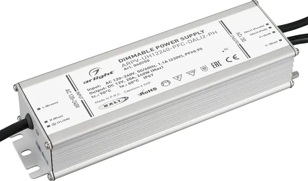 Блок питания для светильника Arlight ARPV-UH12240-PFC-DALI2-PH 12V 20A 240W / 040755 — фото 6